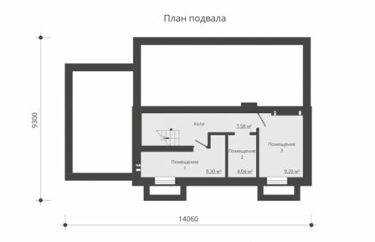 Одноэтажный дом с подвалом, мансардой, гаражом и балконами